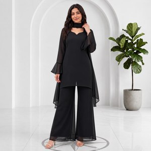 Premium Soft Georgette Plain Palazzo <b>Dress</b> Set with Dupatta Fully Stitched Women's Ethnic Party Wear <b>90s</b> Style Suit - Product Image 6
