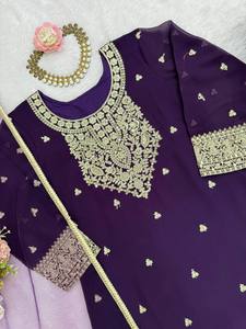 Vestido étnico indio y pakistaní de diseñador moderno pesado Faux Georgette tela Sharara Suit & Palazzo con Dupatta a bajo precio - Product Image 2