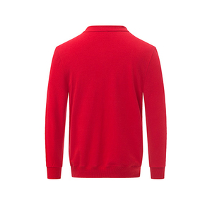 Sweat-shirt unisexe à col rond, coupe classique, rouge uni, 100% coton, molleton tricoté, style décontracté, manches longues, écologique - Product Image 2