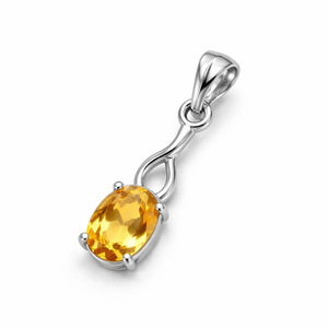 จี้เงินแท้ชุบโรเดียมทรงวงรีประดับซิทริน ดีไซน์ทันสมัย ขายส่ง งานแฮนด์เมด สไตล์มินิมอล ของขวัญสำหรับเธอ เครื่องประดับเดือนพฤศจิกายน - Product Image 2