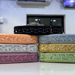 Encaje de Miel Ecológico con Bordado Floral Colorido, Estilo Elegante para Bodas - Product Image 1