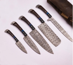 Juego de Cuchillos de Cocina de Acero de Damasco Hechos a Mano de Primera Calidad, 5 Piezas, Proveedor Mayorista para EE. UU. y la UE, OEM, ODM, Logotipo Personalizado, Cuchillos de Chef para Hotel - Product Image 1