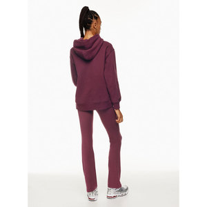 Women Slim Fit Long Sleeve Solid Color Hooded Tracksuit Set Full Length 100% Cotton Breathable Casual Style Winter 2 Piece <b>Suits</b> - Product Image 5