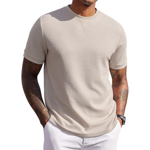 เสื้อยืดวาฟเฟิลผู้ชาย แขนสั้น คอกลม ลำลอง ใส่สบาย สำหรับฤดูร้อน - Product Image 1