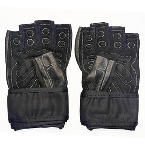 Gants de musculation professionnels noirs et blancs avec bandes de maintien robustes pour les poignets |   Poignée antidérapante de qualité supérieure pour un équipement de musculation ultime - Product Image 3