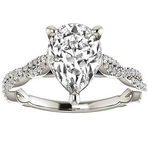 Anillo de Lujo con Moissanita Corte Pera de 10x7mm, Plata de Ley 925, Chapado en Oro Blanco, Certificado, para Compromiso, Boda, Fiesta, Promesa - Product Image 1