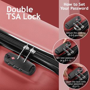 FCH 4-in-1 Retro Red Curved Vertical Stripe Travel Trolley Case Versatile Backpack - Product Image 4