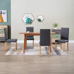 Ensemble de 4 chaises de salle à manger en simili cuir gris et bois, taille standard - Product Image 1