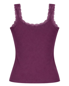 Camisola de Algodón con Encaje Color Ciruela para Mujer, Diseño Personalizado, Corte Ajustado, Sin Mangas, Estilo Casual de Verano, Suave y Transpirable - Product Image 6