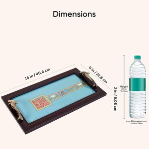 Atractiva Bandeja de Servicio de Madera con Adhesivo y Asa Metálica Fundida, Bandejas Decorativas Duraderas al Mejor Precio - Product Image 2