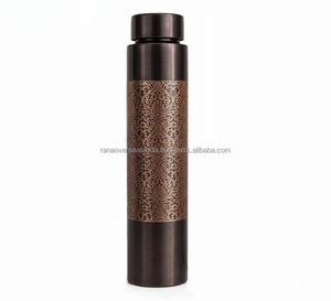Engraved Copper <b>Water</b> <b>Bottle</b> with Elegant Repeating Pattern for <b>Daily</b> Hydration Office and Outdoor Activities - Product Image 3