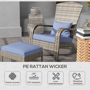 Sedia Adirondack con Poggiapiedi, Design Confortevole, Sedia in Resina per Relax all'Aperto, Cuscini Staccabili e Braccioli Larghi - Product Image 4