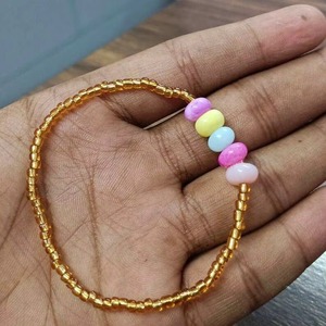 Pulsera elástica de cuentas lisas de ópalo natural, pulsera ajustable de piedras preciosas de ópalo, joyería para mujer, venta al por mayor - Product Image 5