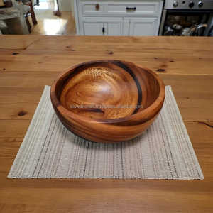 Bol en bois d'acacia, style japonais naturel, bol à fruits et salades, vaisselle en bois rustique - Product Image 3