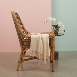 Chaise d'appoint ergonomique en rotin tressé naturel, style Mid-Century Modern, écologique, faite à la main, avec coussin amovible, pour salle à manger et salon - Product Image 3