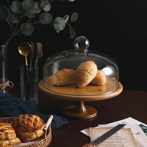 <b>Wooden</b> <b>Round</b> Dessert Server Cake Stand Acacia Wood Bamboo Tray with Lid <b>Wooden</b> Cake Stand handmade Base for Displaying Pastries - Product Image 4