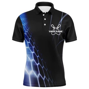 Custom Men's Quick Dry 100% Polyester <b>Bowling</b> for Polo Shirt Premium Quality Knitted Sporty Print Sublimation for Polo Shirts - Product Image 2