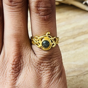 Fast Moving Vintage <b>Labradorite</b> Brass <b>Ring</b> 18k Gold Plated Boho Vine Celtic Tribal <b>Ring</b> Statement Wholesale Handmade Womens <b>Ring</b> - Product Image 4