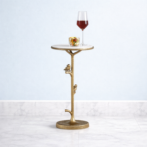 Artistic Cast Aluminum <b>Bar</b> <b>Table</b> Bird Accent Sculptural Stem Base Compact Round Top Durable Build Elegant Statement Piece - Product Image 1