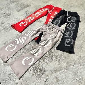 Pantalones Deportivos de Alta Calidad Estilo Y2K, con Apliques Desgastados, Logotipo Bordado, Felpa Francesa, Diseño Gráfico, Corte Holgado para Hombre - Product Image 1