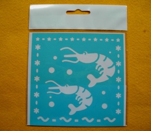 Pochoirs artistiques HC0121 |   Pochoir en plastique bleu en forme de poisson avec motif marin pour les arts et l'artisanat - Product Image 2