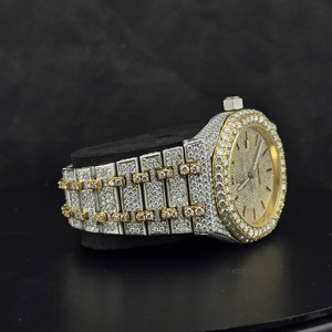 Reloj de Cuarzo con Incrustaciones de Moissanita para Hombre, Reloj de Pulsera de Acero Inoxidable, Esfera Analógica, Correa de 20 mm, Grosor de 10 mm, Lujoso - Product Image 2