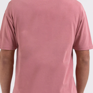 เสื้อยืดผ้าฝ้ายโอเวอร์ไซส์สำหรับผู้ชายเสื้อคอกลมแขนสั้นลำลองด้านหลังเรียบๆสีชมพูสไตล์สตรีทแวร์ Marfa International - Product Image 2