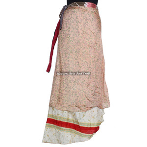 <b>Boho</b> New Arrival New Indian Ladies Vintage Beautiful Women Silk Magic Wrap <b>Skirt</b> Recycled Silk Sari Magic Long Wrap Indian Print - Product Image 4