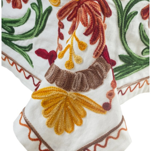 Rectangle Jacquard <b>Tablecloth</b>, Natural Fiber Linen and Cotton, Holiday Boho Colors Table Cover, Luxury European Linen, Seats 10- - Product Image 1