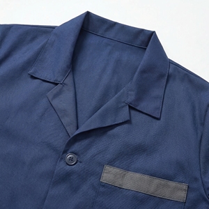 Chaqueta de Trabajo Azul Marino de Manga Larga |   Chaqueta Utilitaria con Bolsillos en Contraste |   Bata de Laboratorio Industrial Profesional |   Fabricante OEM Personalizado - Product Image 3