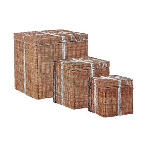 Ensemble de 3 paniers en rotin tissés à la main de qualité supérieure, boîtes de rangement pour cadeaux de Noël, style vintage, meilleur choix pour la décoration de Noël - Product Image 1