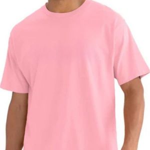T-shirt rose clair pour homme, col rond, manches courtes, en coton doux, décontracté, coupe ample, léger, respirant, streetwear d'été - Product Image 3