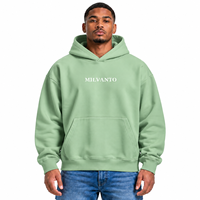 Hoodie Pria Mint Custom 450 GSM Heavyweight Cotton Fleece Pullover Premium Oversized Kangaroo Pocket Loose Fit