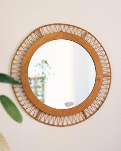 Wooden <b>Mirror</b> For Wall Decor Rustic Handcrafted Wooden <b>Frame</b> <b>Mirror</b> Natural Style Home Bathroom Bedroom Living Room Decor - Product Image 1