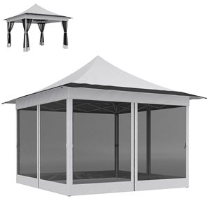 "Light Gray 12FT X 12FT UPF50+ Mesh Netted Pop up <b>Canopy</b> <b>Tent</b> with Carry Bag for Garden & Patio" - Product Image 1