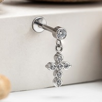 Boucles d'oreilles en titane G23 en gros, à dos plat, avec zircone cubique, hypoallergéniques, spirales, bijoux perforés