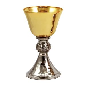 Calice antique. Ce calice plaqué or et argent, gravé à la main, est fabriqué en laiton de haute qualité, destiné aux cadeaux ou à usage liturgique. - Product Image 2