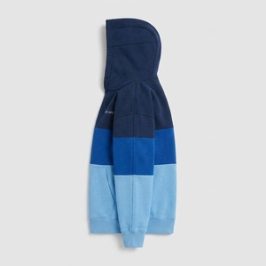 <b>Mens</b> <b>Navy</b> Blue Color Block Hoodie <b>Fleece</b> Sweatshirt Custom Logo Streetwear Casual Oversized Pullover Autumn Wear - Product Image 2