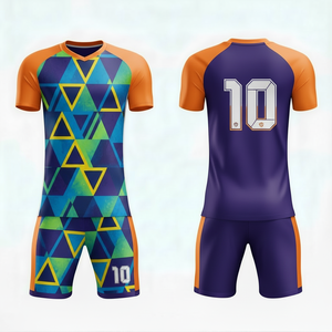 ชุดกีฬาฟุตบอลมืออาชีพ ดีไซน์ใหม่ ชุดฝึกซ้อมฟุตบอล เสื้อและกางเกงขาสั้น ชุดทนทาน ออกแบบขนาดได้ตามต้องการ - Product Image 4