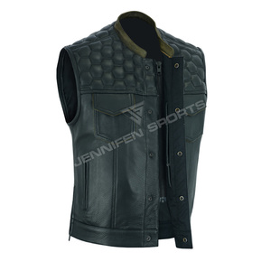 Gilet en cuir pour homme, design personnalisé, tendance, coupe diamant, pour moto, OEM ODM - Product Image 3