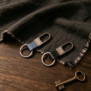 Luxury Stainless Steel <b>Carabiner</b> <b>Keychain</b> With Leather Strap Embossing Printing Rectangle Shape Hard-Wearing Design - Product Image 5