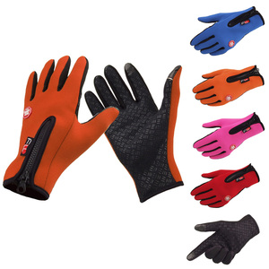 Gants de ski imperméables en polyester à doigts entiers, isolés thermiquement, avec fermeture auto-agrippante, pour l'hiver, unisexes, orange, noir, rose, rouge, bleu - Product Image 1