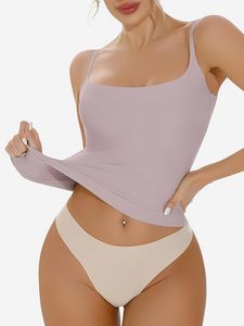 Women Thin <b>Strap</b> Sleeveless <b>Tank</b> <b>Tops</b> Built-in Pads All-in-One Slimming Breathable Casual Spandex/Cotton Summer Wear Custom - Product Image 5