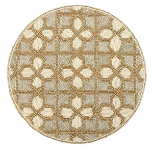 High Quality Circle Glass Beaded <b>Table</b> Mat Set of 2 Handmade Glass Beads Place Mat For Dinning Thanksgiving & Festive <b>Decor</b> - Product Image 3