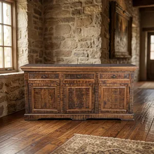 Aparador Rústico de Madera Antigua con 3 Cajones y 3 Puertas con Paneles Elevados, Mueble para Sala de Estar - Product Image 5