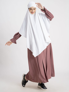 <b>White</b> Cotton Abaya With Khimar <b>Long</b> Sleeve Maxi <b>Dress</b> <b>For</b> <b>Women</b> Modest Daily Wear Solid Color Loose Fit All Seasons - Product Image 2