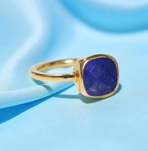 Handmade <b>Cushion</b> Shape Lapis Gemstone Women <b>Ring</b> - Fashion Gold Plated <b>Rings</b> - Wholesale Bulk Price <b>Ring</b> - Product Image 3