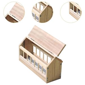 Mangeoire en bois pour pigeons, distributeur de nourriture à faible gaspillage pour volailles, poussins et oiseaux, mangeoire durable en bois pour oiseaux, fournitures pour animaux de compagnie - Product Image 2