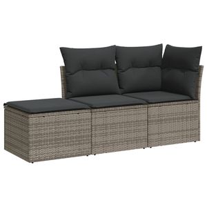 Juego de Sofás de Jardín de Ratán Gris, 3 Plazas, Muebles de Exterior con Patas Ajustables, Diseño Estándar - Product Image 4
