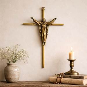 Brass Christian Church Cross <b>Wall</b> Hanging Handmade Religious Decorative Item For Chapel Sanctuary And Prayer Hall - Product Image 1
